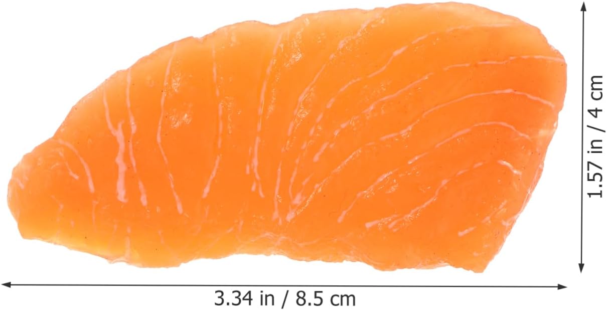 2pcs Totority Realistic Salmon Slice Food Model Perfect Artificial Sushi Prop for Kitchen Display, Home Decor