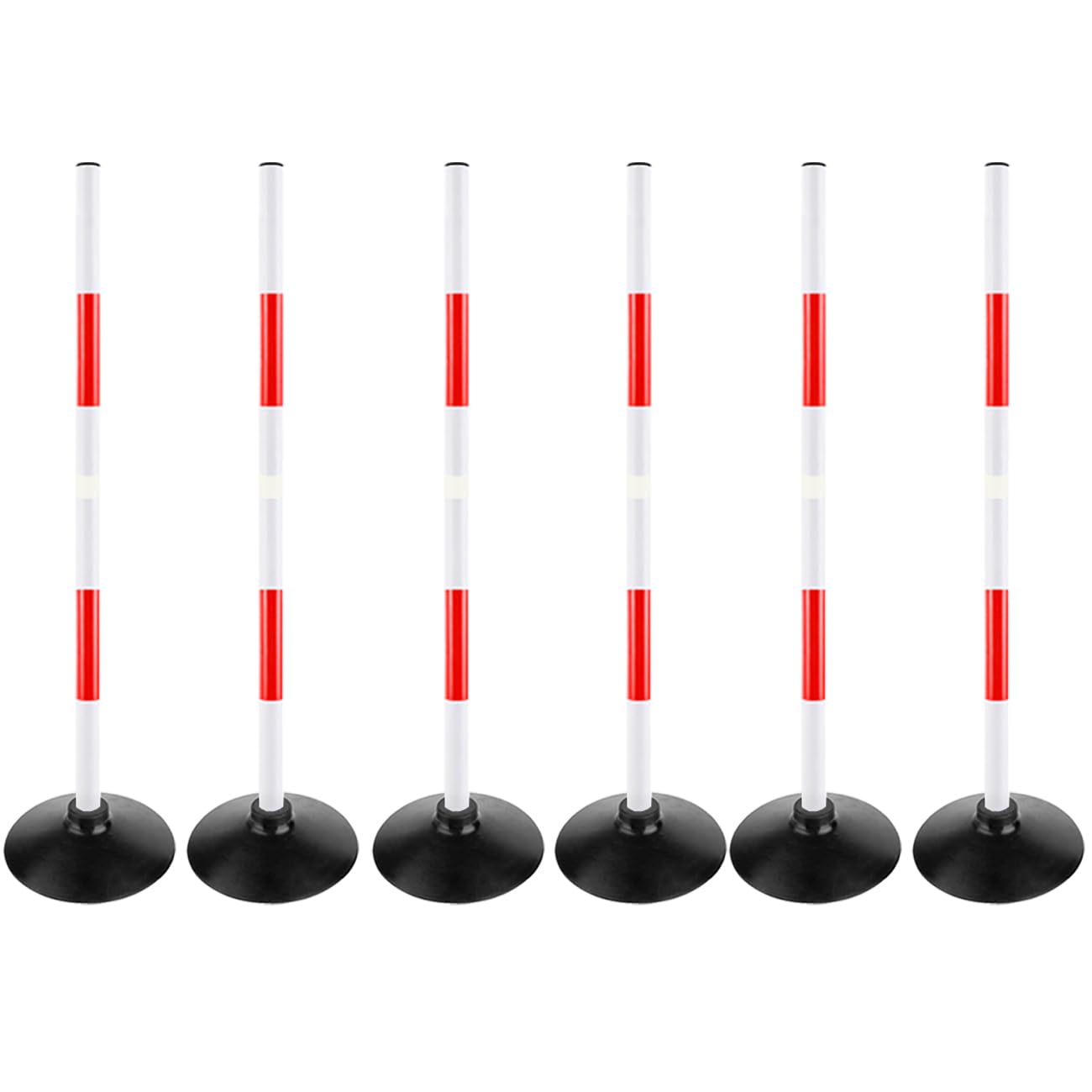ASENVER Red-White Soccer Agility Pole Set Rubber Base Dribbling Stick Multifunctional Training Pole Traffic Warning Sign Pole (3.3 FT, Pack of 6)