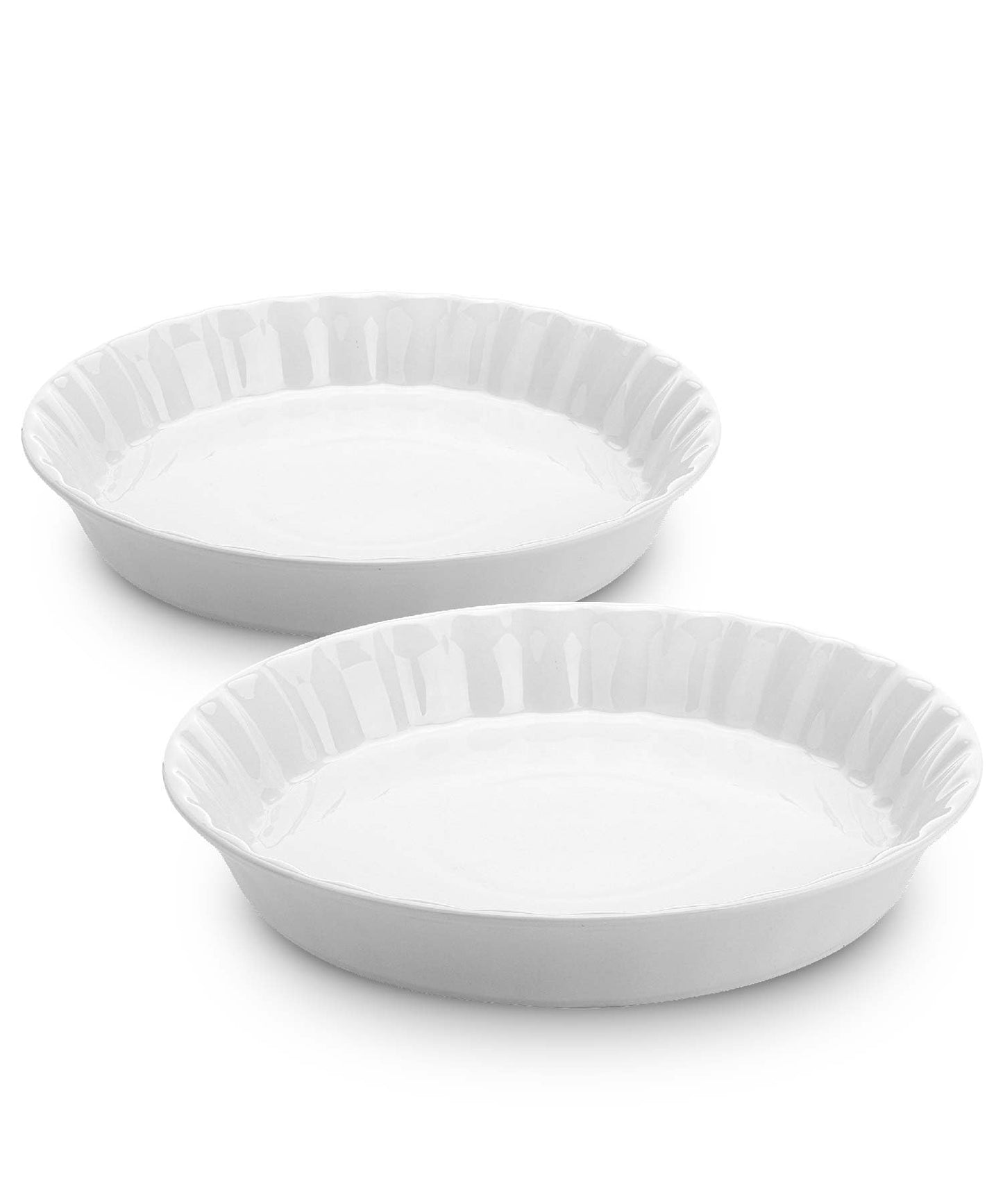 Brew To A Tea BTaT- Ceramic Pie Pan for Baking, 2 Pack, 10.5" & 9.5", Porcelain Ceramic Pie Plate for Salad, Pasta, Fruit and Tart, Freezer, Oven, Microwave and Dishwasher Safe