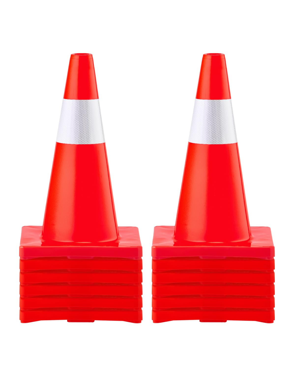 VEVOR 12Pack 18" Traffic Cones, Safety Road Parking Cones PVC Base, Orange Traffic Cone with Reflective Collars, Hazard Construction Cones for Home Traffic Parking