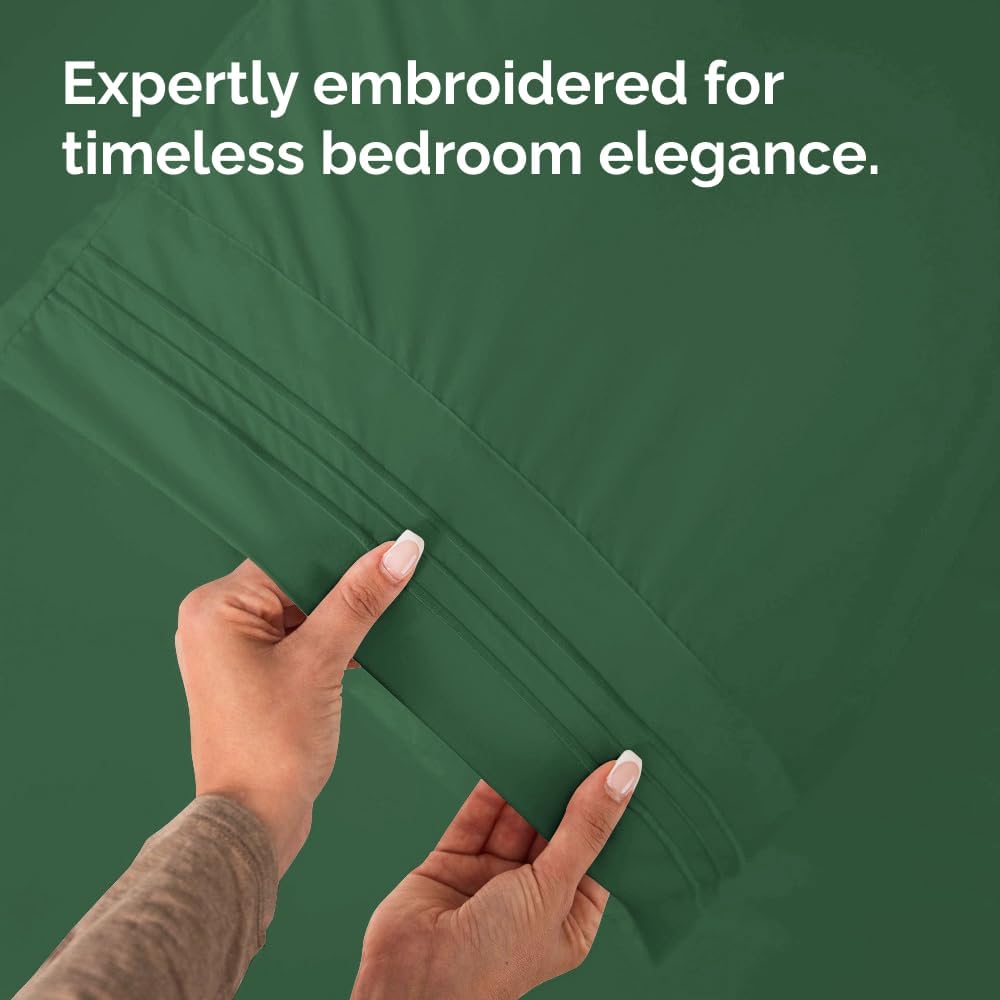 Skiennix Standard Pillow Cases Set of 4 - Ultra Soft Hotel Quality Covers - Machine Washable Emerald Green