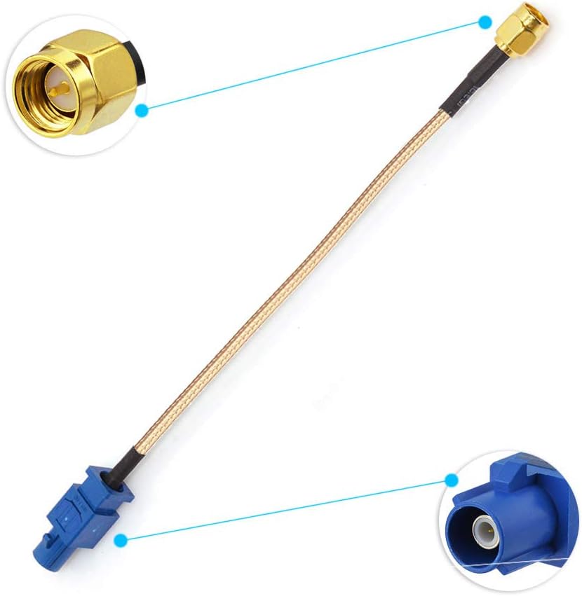 BINGFU 15cm 6 inch Vehicle Car GPS Antenna Adapter Cable SMA Male to Fakra C Male Blue Coaxial Pigtail Cable