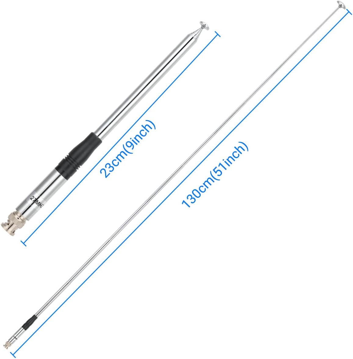 Roniware 27Mhz 9-Inch 51-inch 75-822 75-785 CB Antenna to Telescopic/Rod HT Antennas for Handheld CB Radio with BNC