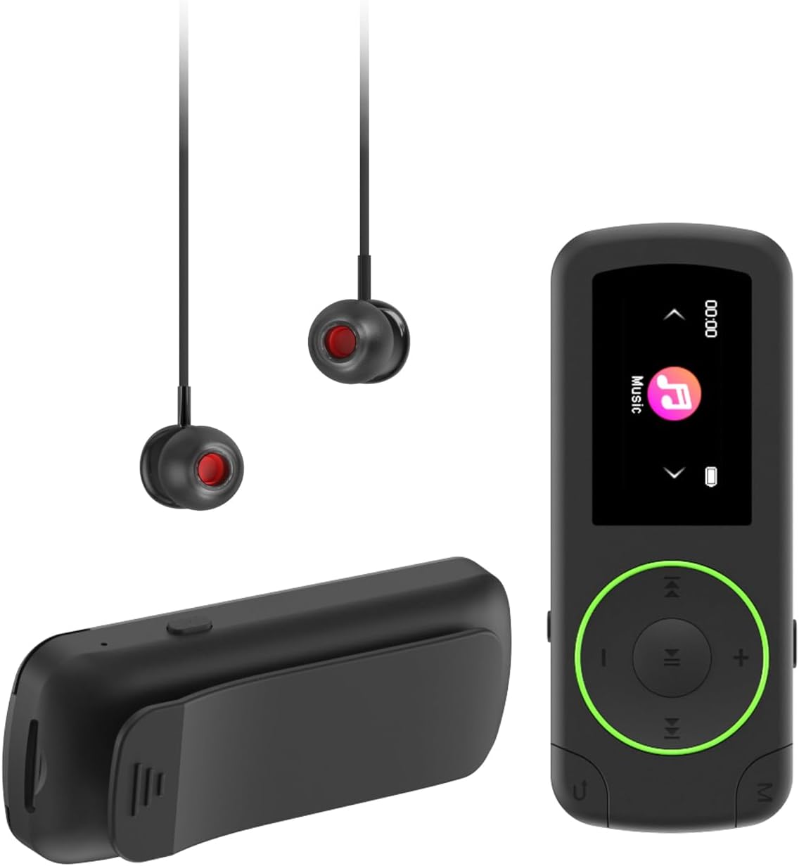 wiwoo 64GB MP3 MP3 Sport Clip on Player with Bluetooth- Superlight Mini Player with FM Radio,Recorder,MicroSD