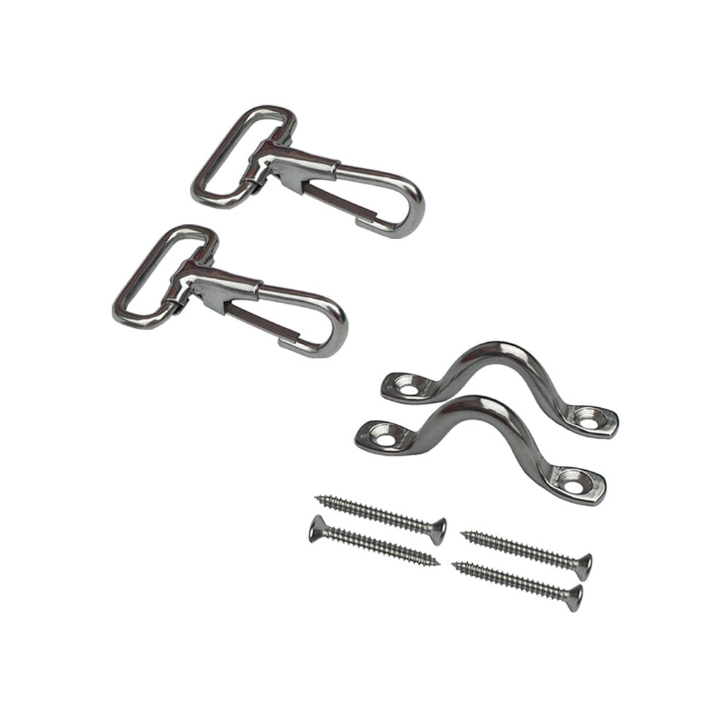 Vtete 2 PCS Adjustable Bimini Boat Top Straps with Loops + Snap Hooks + Eye Straps - 28"~60" Stainless Steel Boat Awning Hardware