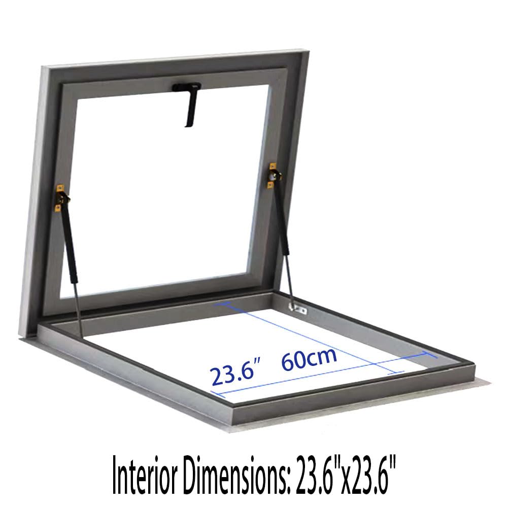 Skylights & Roof Windows;Skylight Window - Square/Rectangle;Roof Skylights;Manual Ventilation Partition Mounted Skylight,Aluminium Alloy + Double Glass Skylight (5 Size) (23.6"×23.6")