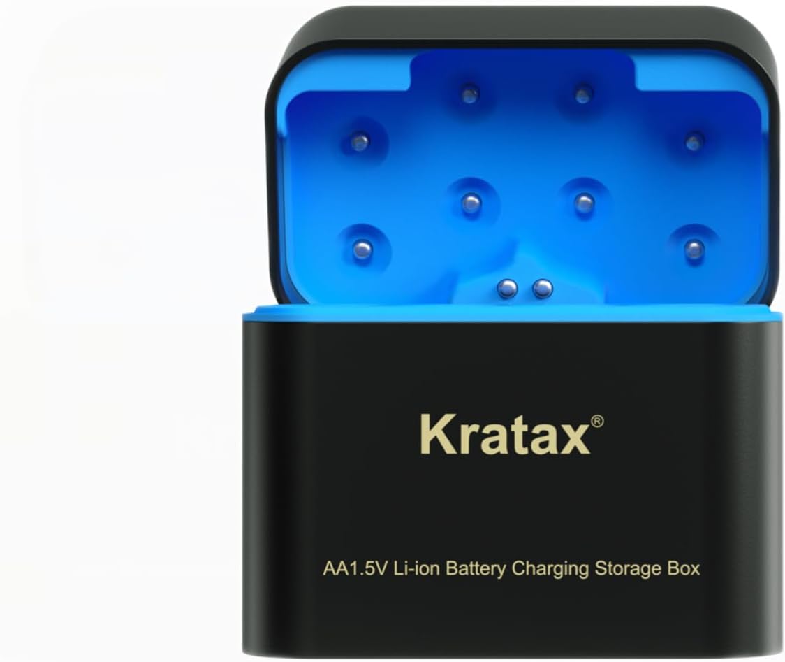 Kratax 3-in-1 8 Battery Charger for AA Rechargeable Lithium Batteries, Independent Fast Charging Slots for AA Battery