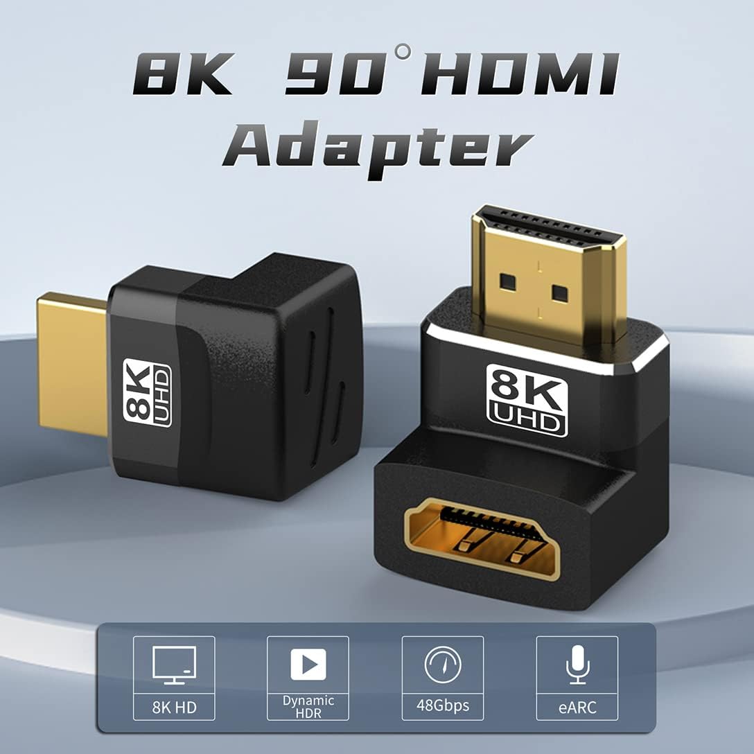 Warmstor 4 Pack 8K 2.1 90 270 8K@60Hz,4K@120Hz,HDR,eARC PS4 PS5 HDMI Male to Female Adapter Connector Up Down Left