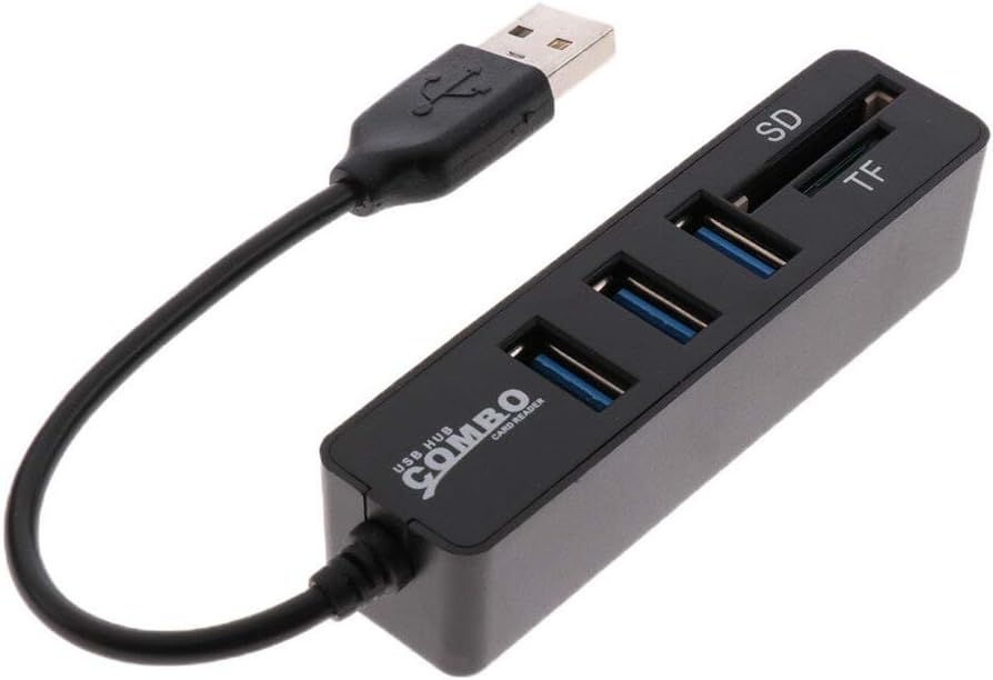 AkoMatial 3 2.0 Portable High Speed Multifunction Ports USB SD/TF Card Reader Hub Adapter Splitter Combo for Computer