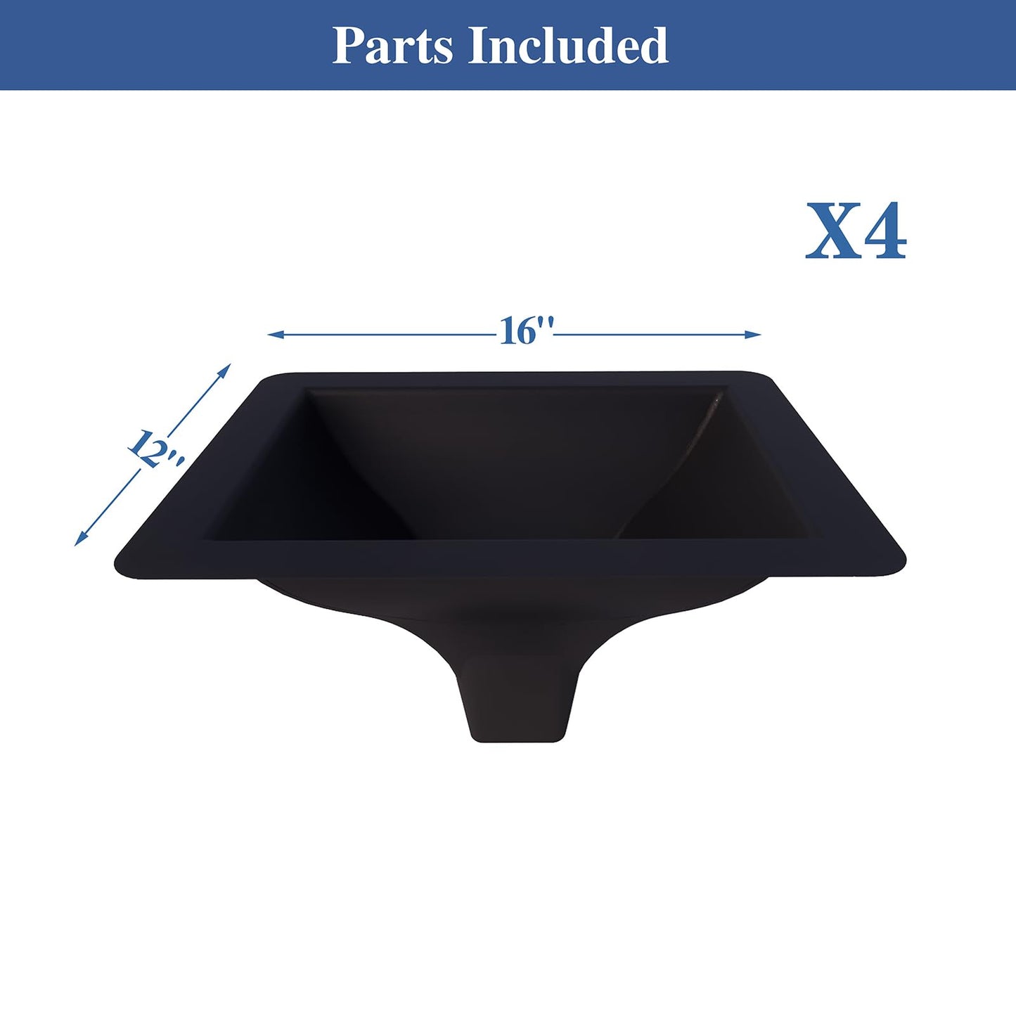 Emayuu 4PCS Black downspouts for Under Deck Drainage System, PE Deck downspouts Use for 12"&16" Joist Spacing DE01