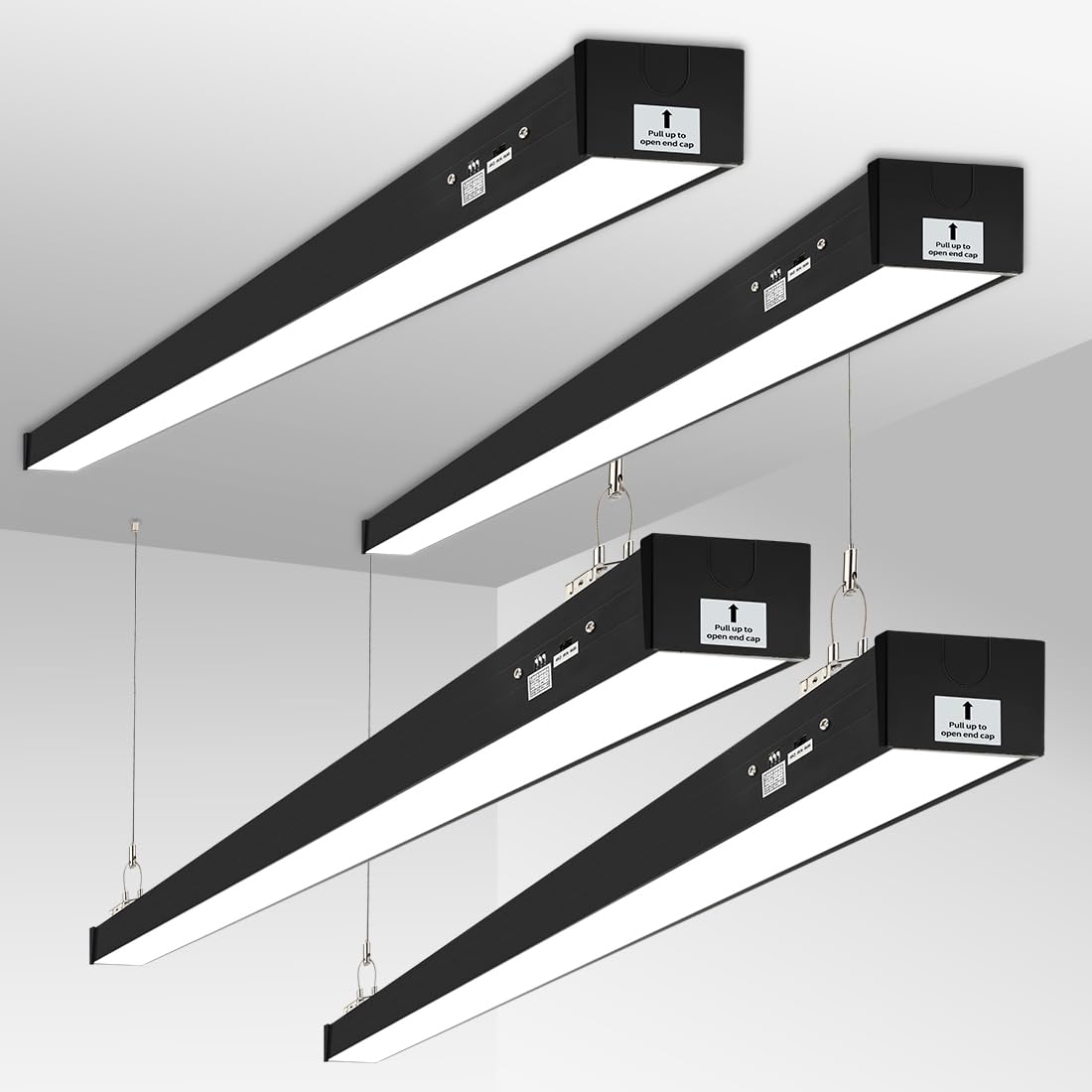 DAKASON 8FT LED Linear Light, 8Foot LED Shop Lights 100/80/60W 3/4/5000K CCT Selectable, 8Feet Commercial Bay Lighting Fixture for Office, Workshop, Gym, Market, Flush Mount Suspended ETL 4 Pack