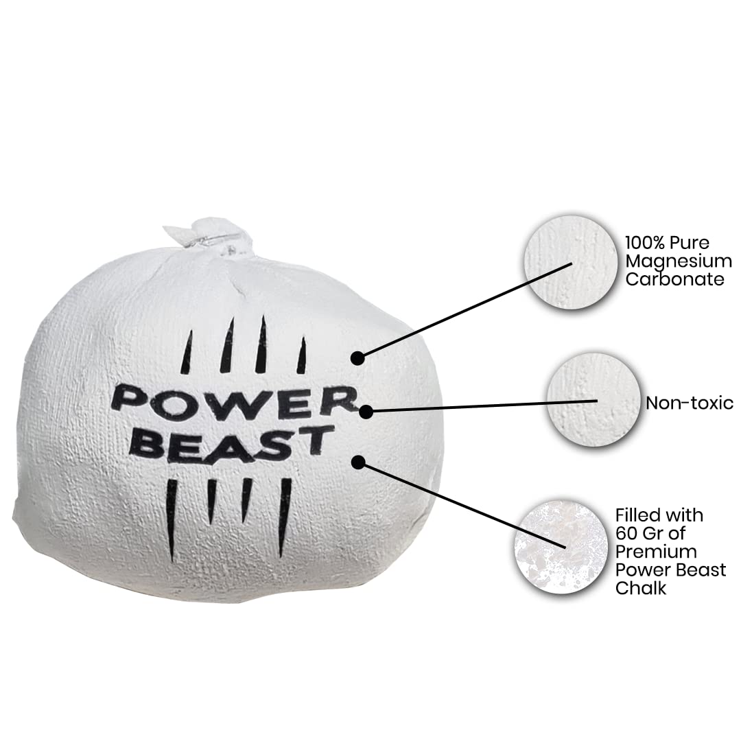 POWER BEAST 3X Chalk Ball, Boulder Chalk, Sport Chalk, Gymnastics, Rock Climbing, Weightlifting, Climbing, Pole Dance, Bodybuilding, Tennis, Padel, Cross Training, Gym.
