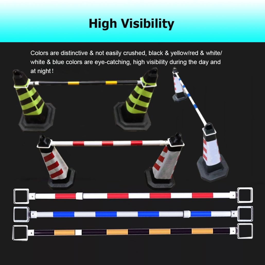 Retractable Cone Bar, 47"-79" Adjustable Traffic Safety Barrier, Lightweight Extendable Barricade for Construction, Events, and Outdoor Use - Portable Safety Solution(Red and White,4pcs)