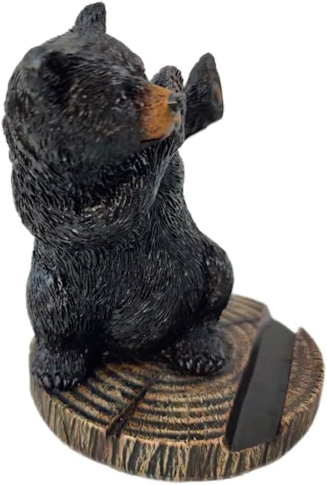 5" The Bridge Collection Black Bear Cellphone Stand - Black Bear Decor for Cabin, Mountain, Camping Decor for Home