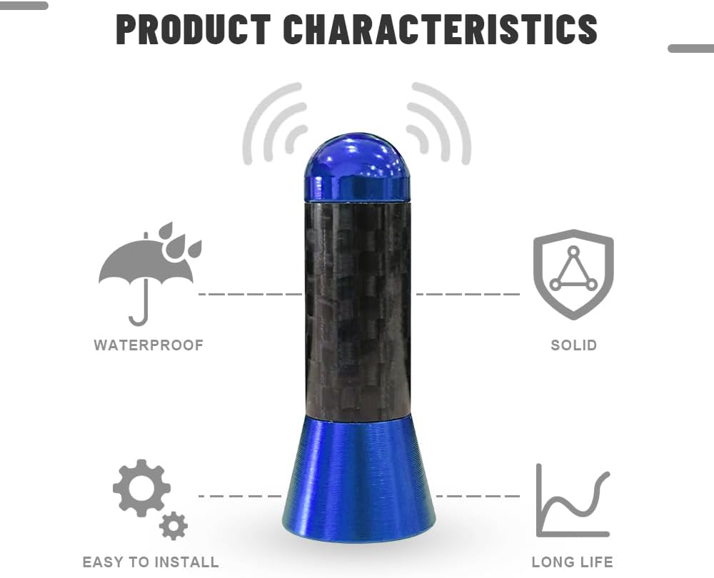 Lecctso Car Short Antenna Replacement, Carbon Fiber Car Short Radio Antenna, Universal for Most Vehicles