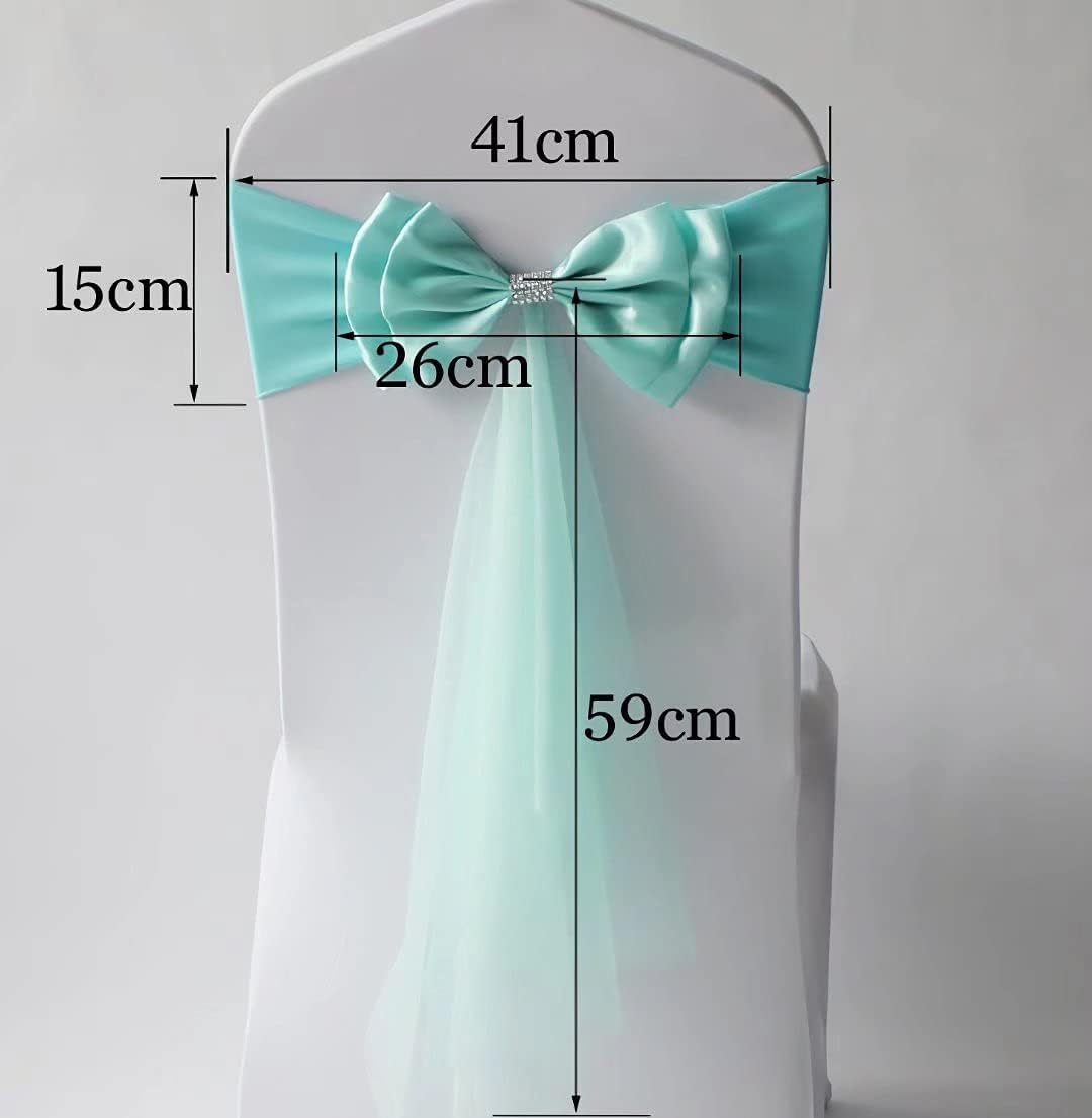 Skiennix 6Pcs Stretch Satin Chair Sashes - Elegant Black Bows for Wedding & Event Decor