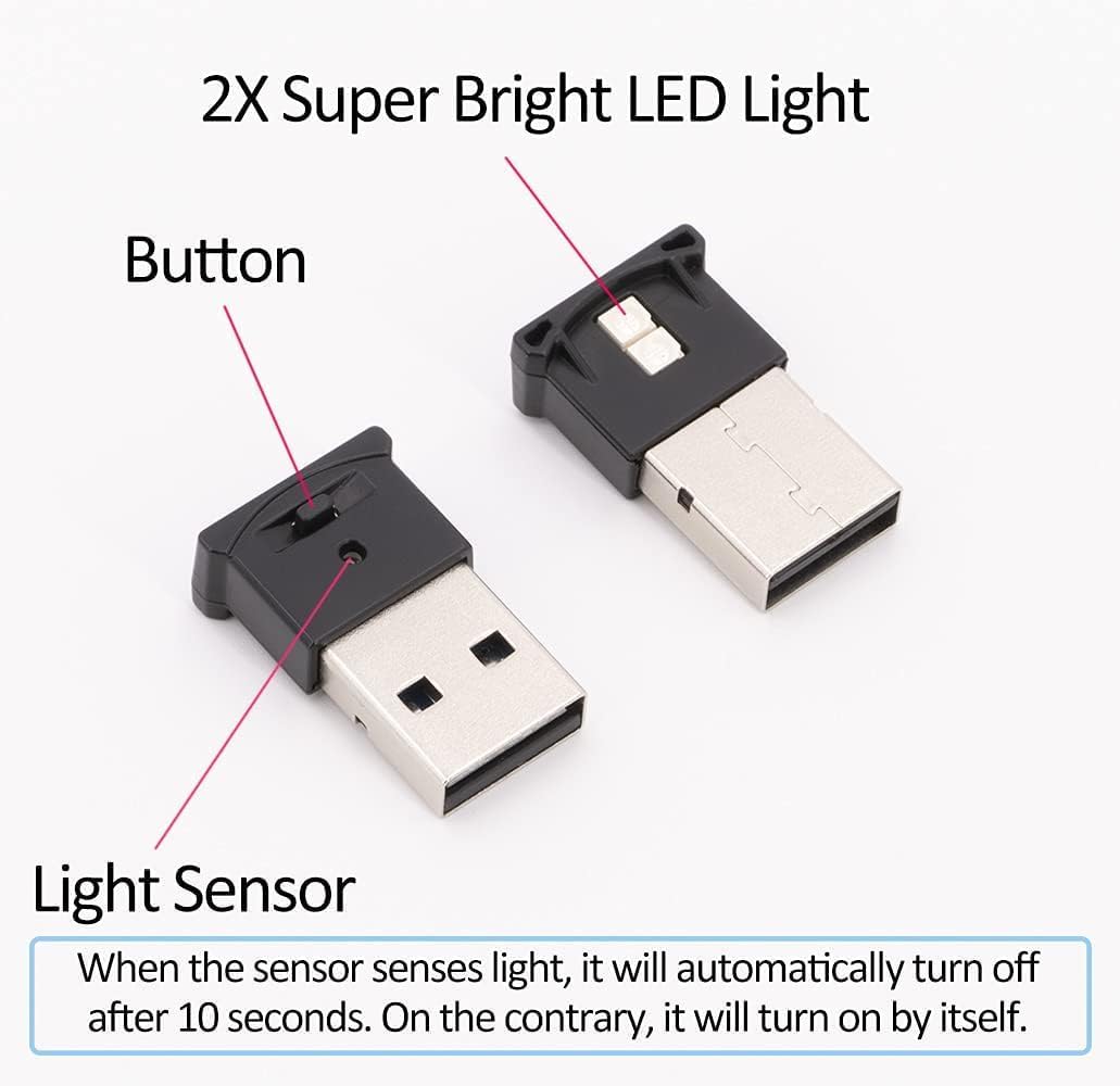 AOZITA 8 5V) 2) Mini USB LED RGB Light Brightness Adjustable Color Changeable for Car, Laptop, Keyboard. Atmosphere