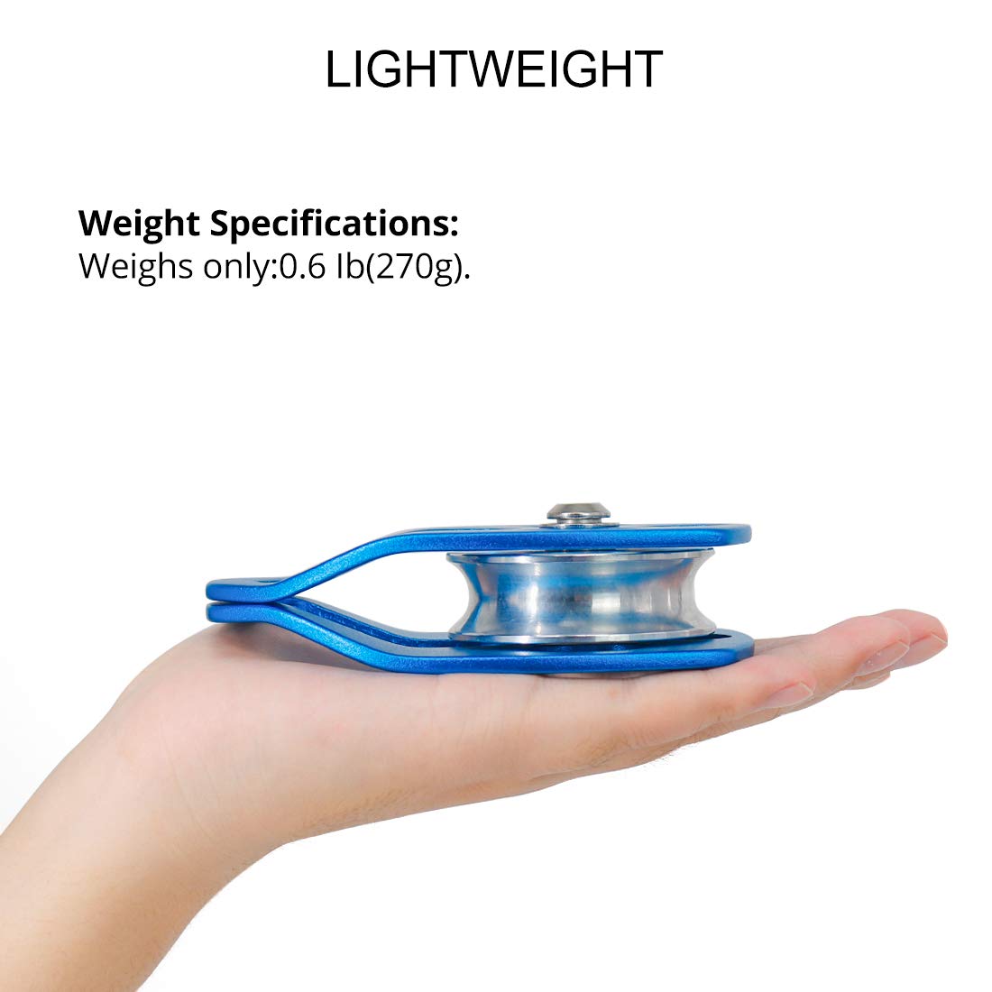 NewDoar 30KN CE Certified Large Rescue Pulley Single Sheave with Swing Plate for Outdoor Mountaineering Rock Climbing Rescue(Blue 1pcs)