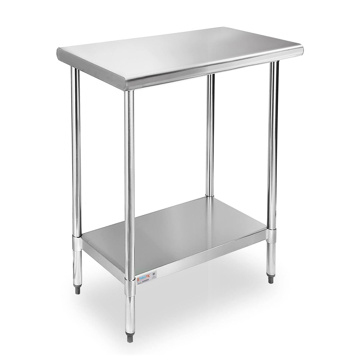STABLEINK NSF Stainless Steel Small Table 18x30, Metal Prep & Work Table with Adjustable Undershelf, for Commercial Kitchen, Restaurant, Hotel, Bar and Garage