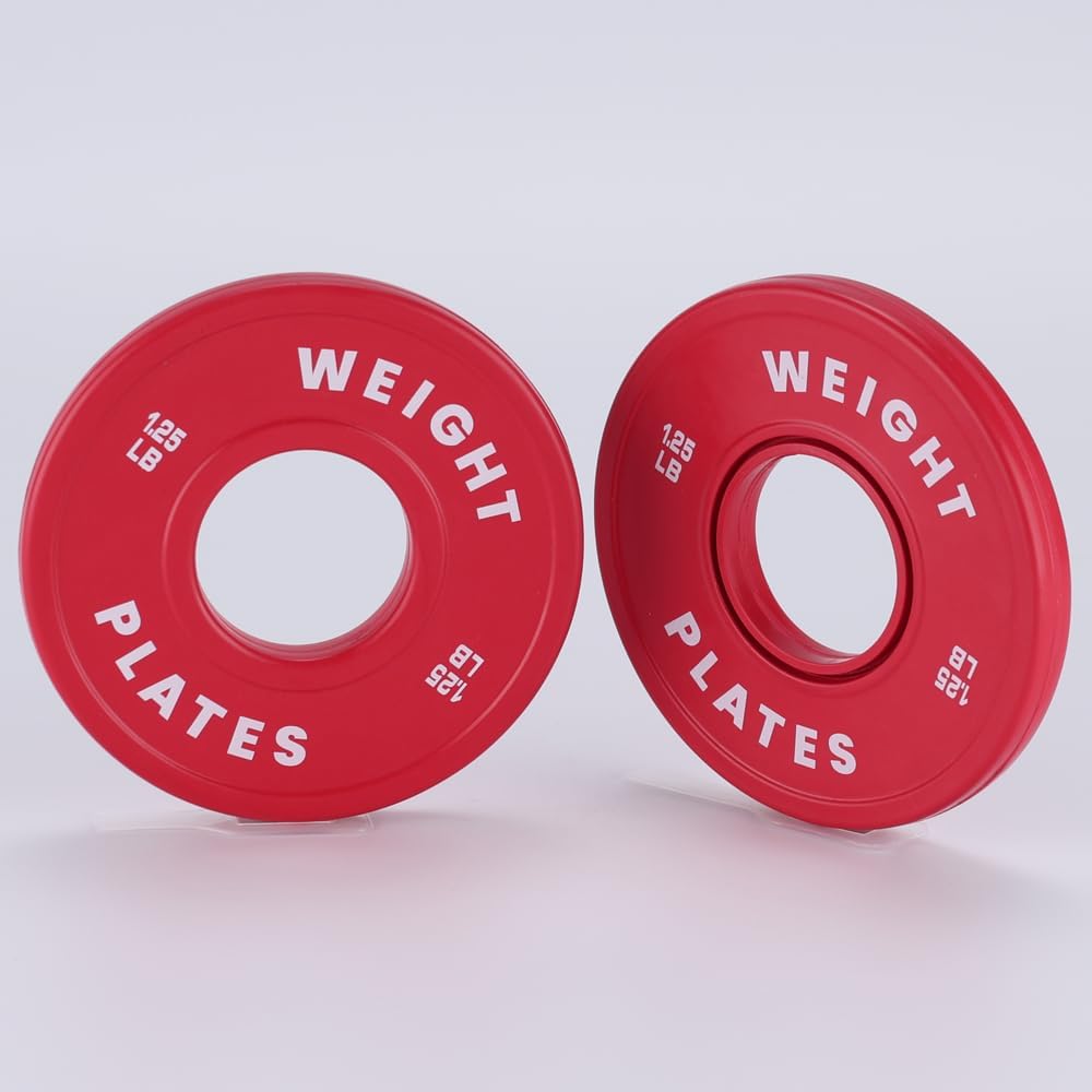 Garvee Red 1.25 LB Pairs Change Plates Set 2 in Fractional Weight Plates for Beginners,1.25-10 LBS Pairs 17.5 LBS 37.5 LBS Plate Set Rubber Coating & Steel Core