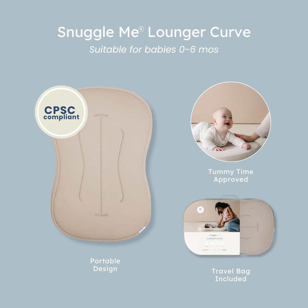 Snuggle Me® Baby Lounger - Premium Organic Cotton Infant Nest with Foam Core & Travel Bag | Birch (0-6 Months)