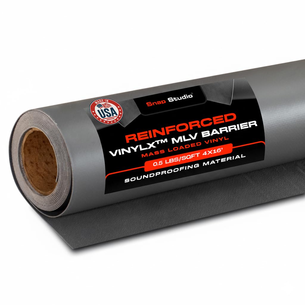 VinylX™ Reinforced Mass Loaded Vinyl (MLV) - Flexible, Heavy Duty Soundproof Barrier for Walls, Ceilings, Floors – ASTM Rated, USA Made – 0.5 lb/sq ft, 48" x 16' Roll