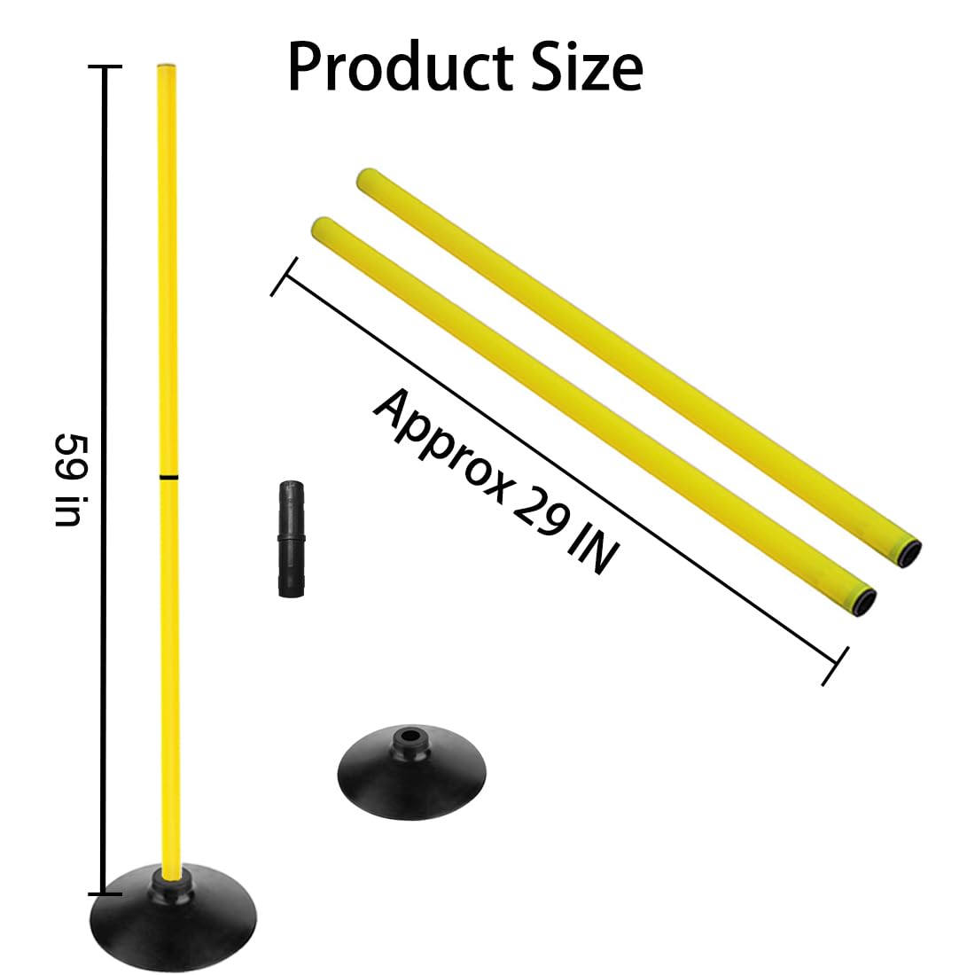 ASENVER Soccer Agility Poles Set Detachable Sports Trainning Speed Pole Slalom Poles with Rubber Base Sport Traning Equipment (4.9 FT, Pack of 12)