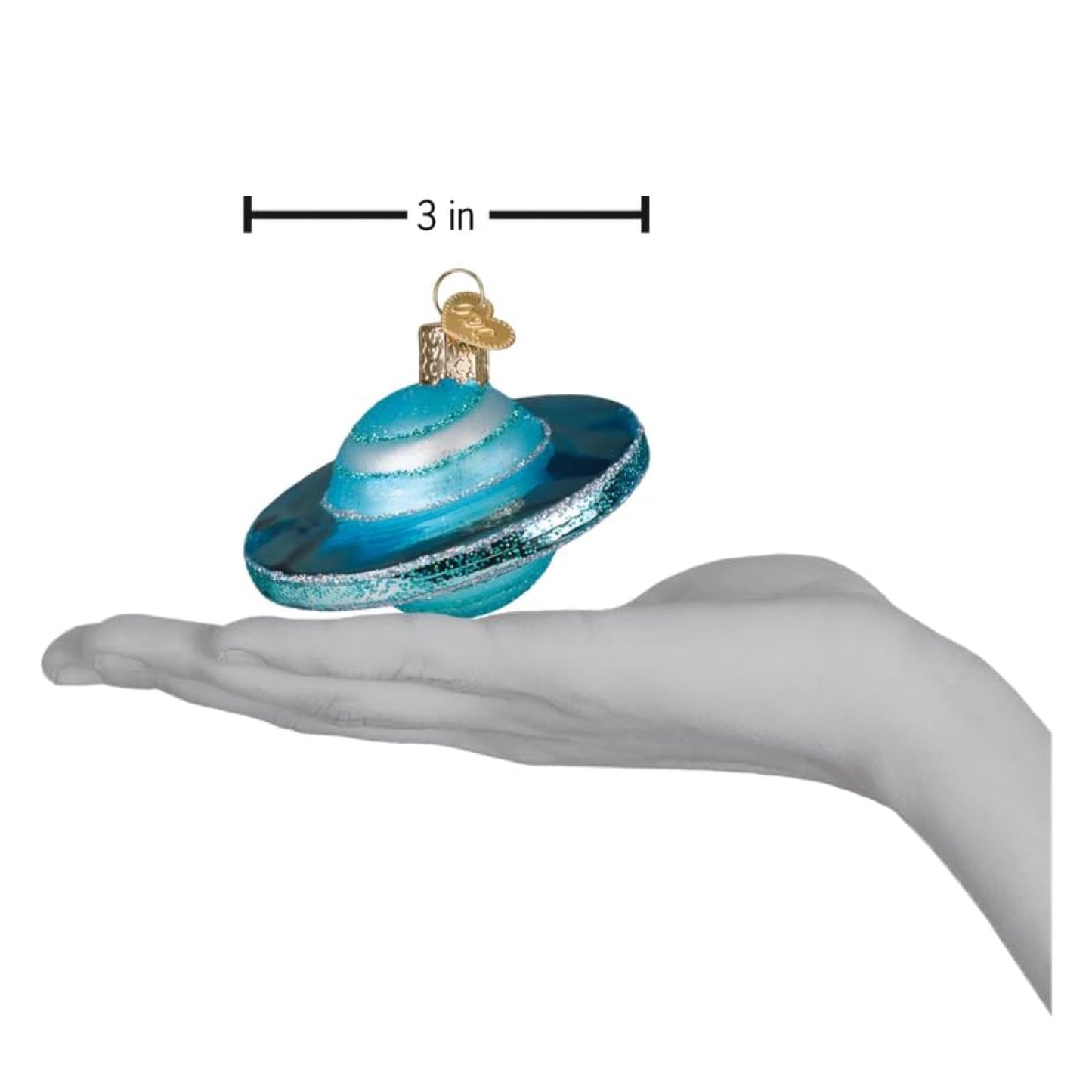 Old World Christmas Planet Uranus Glass Blown Ornament for Christmas Tree, Handcrafted Holiday Decoration, Outer Space Collection
