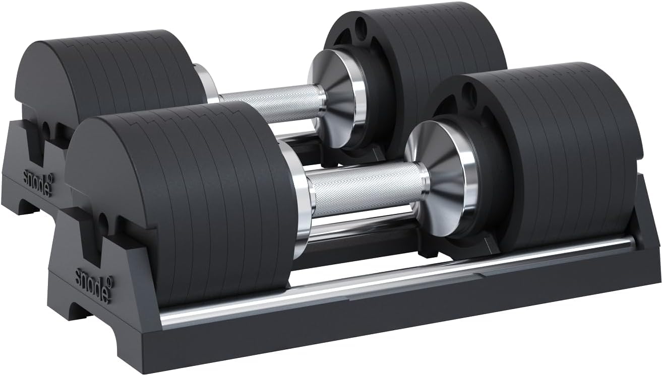 SNODE AD80 Drop Resistance 80 lbs Adjustable Dumbbell Set- Exhaustion Training Weights Adjustable Dumbbells- Cast Iron Plates, Iron Cradle, Anti-Slip Metal Handle, Compact Design, Fast Adjust