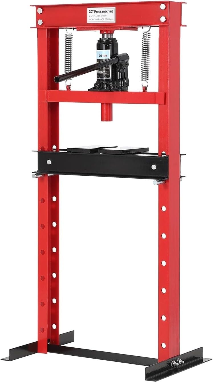 GarveeTech 20 Ton Hydraulic Press, Heavy-Duty Adjustable H-Frame Garage Floor Shop Press with Stamping Plates to Straighten Bend or Press Parts, for Straightening/Automotive Repair/Garage Use