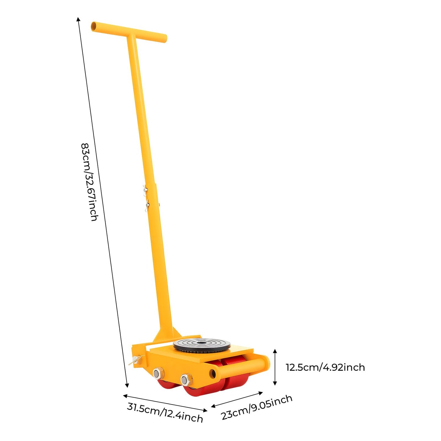 TFCFL 4pcs Machinery Skates, Machinery Mover with 2pcs Steering Handles, 6T/13200lbs Capacity, Machine Moving Skates Dolly w/ 360° Rotation Cap & 4 Rollers, Industrial Moving Equipment, Yellow