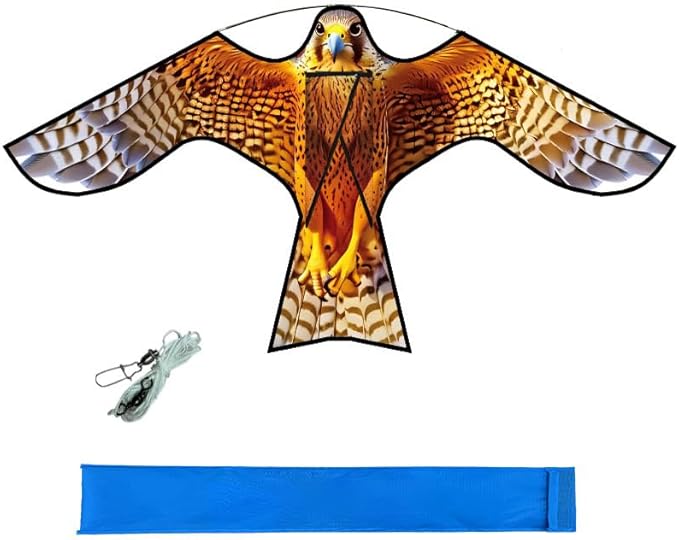 HENGDA KITE Bird Hawk Flying Kite Without Pole for Crops Farm Protector Bird Scarer Flying Kite Without Pole Yellow