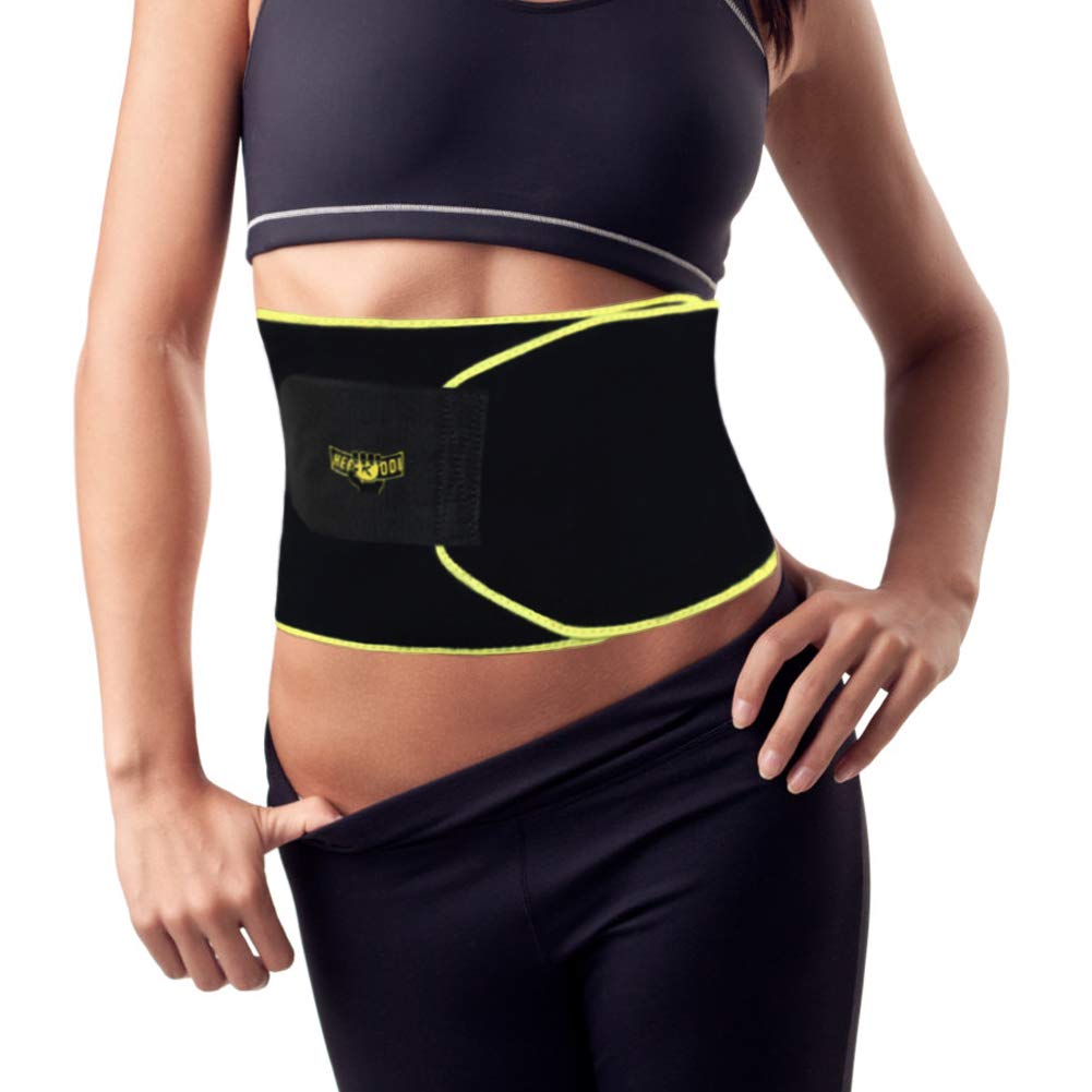 Heekooi Waist Trimmer Sweat Belt, Waist Trainer Support for Men Sweat Belt for Women Belly Wraps Yellow