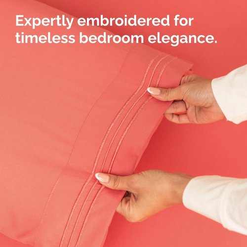 King Standard Pillow Cases by King - Ultra-Soft Hotel Quality | Fade-Free & Wrinkle Resistant - Coral, Set of 2
