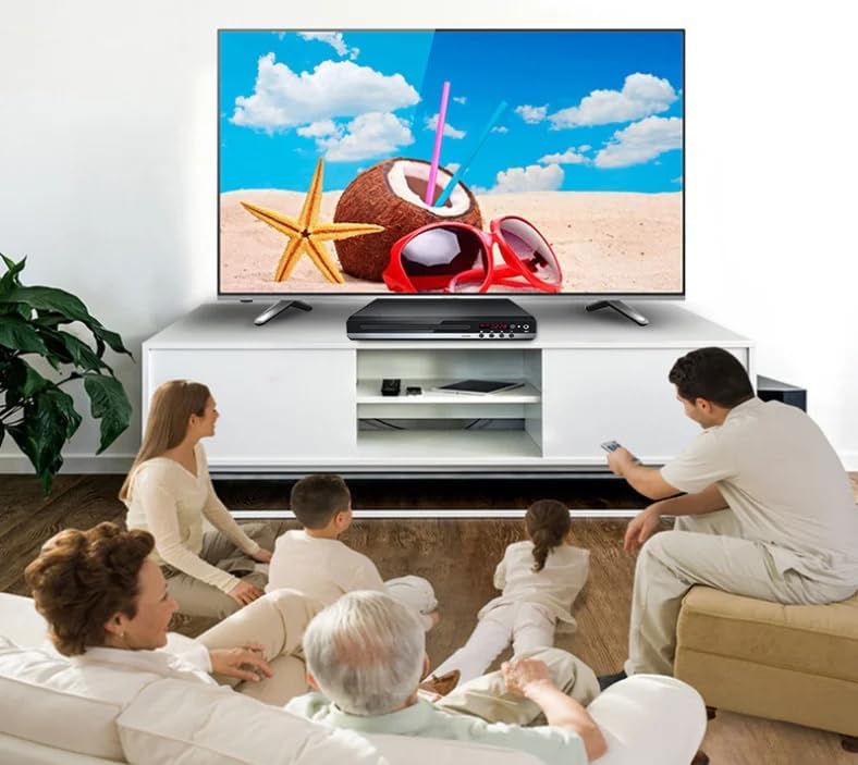 X W EI UNION 128G Home DVD Player TV CD Player Compact DVD Player Supports NTSC/PAL System with RCA Stable Outputs/USB
