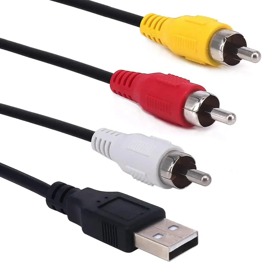 4.9ft, 2.0 3 Herfair USB to RCA Cable, USB A Male to RCA Male Phono AV Cable for DVDs, Digital Cameras, Camcorder