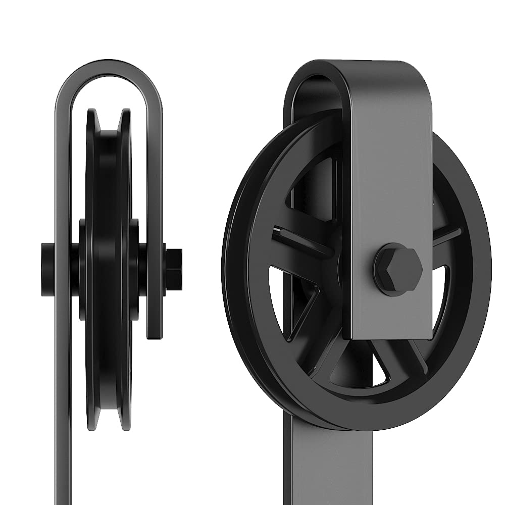 skysen Sliding Barn Door Hardware Roller Set Black (Spoke Wheel Hanger Set)