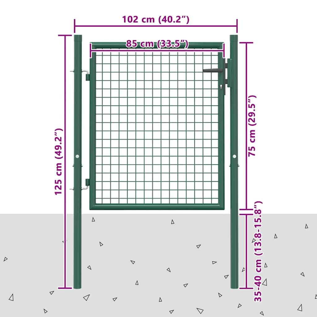 vidaXL Fence Gate Steel 39.4x29.5 Green
