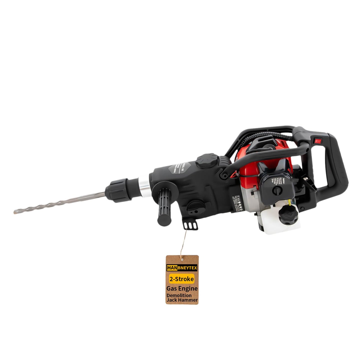 HANBENYTEX 32.6CC 2 Stroke Gas Powered Demolition Jack Hammer,3-in-1 Gasoline Hammer Drilling Machine Breaker Punch Drill Chisels Heavy Duty Gasoline Concrete Breaker Rock Drill for Crushing,Chiseling