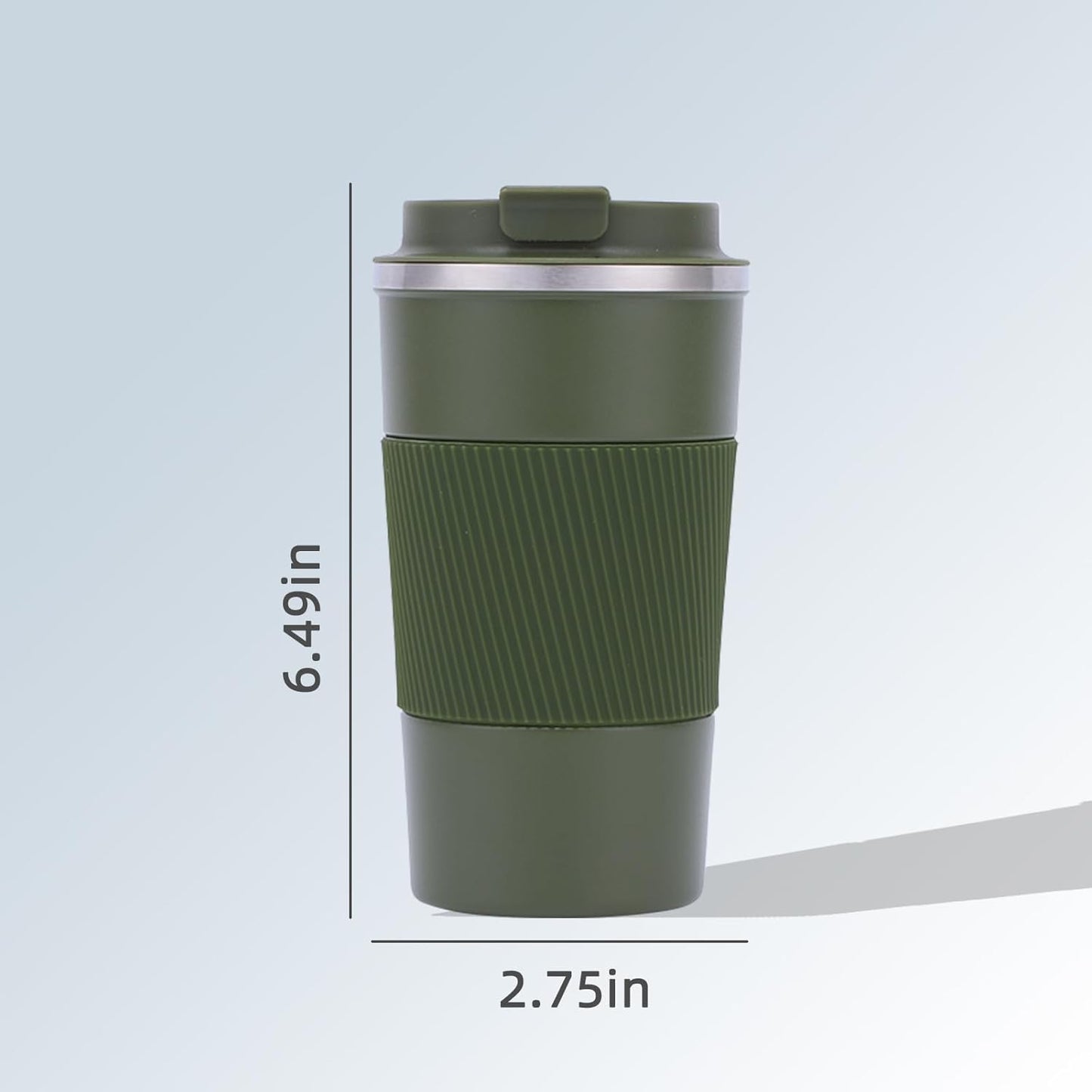 Skiennix Insulated Stainless Steel Coffee Tumbler - Reusable Travel Mug, BPA Free, 17 oz, Olive