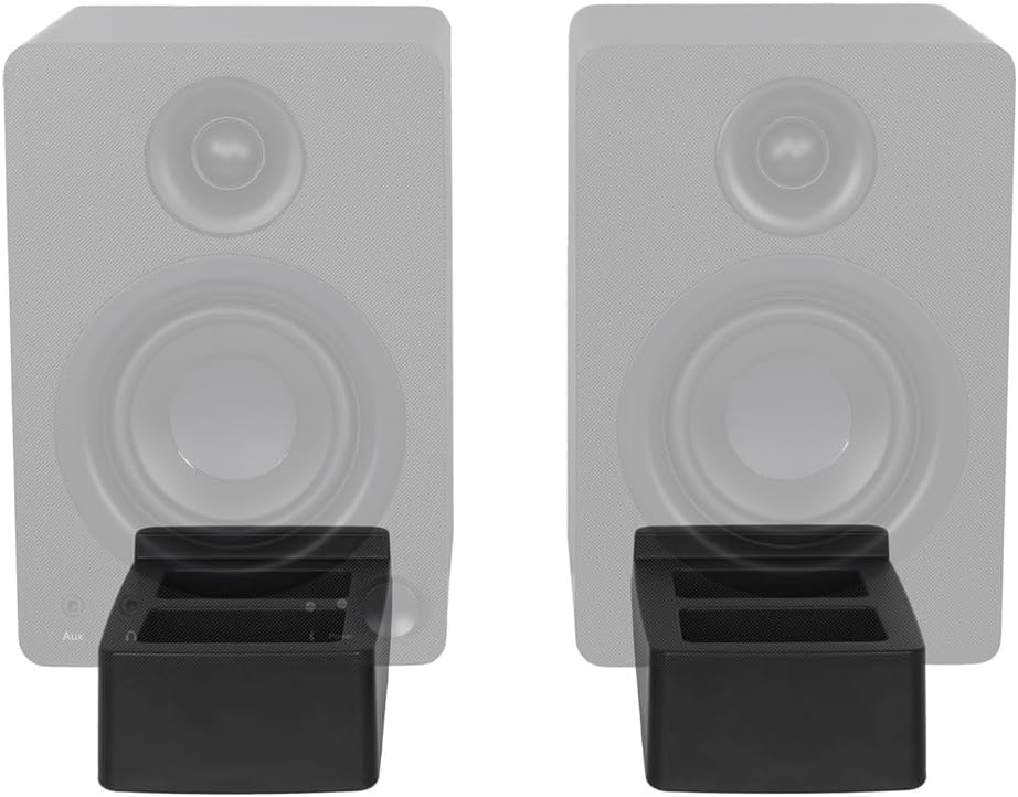 Monoprice 15 Tilted Wedge Desktop Speaker Stands (Pair) for Small Sized Speakers, Anti-Vibration, Degrees of Tilt