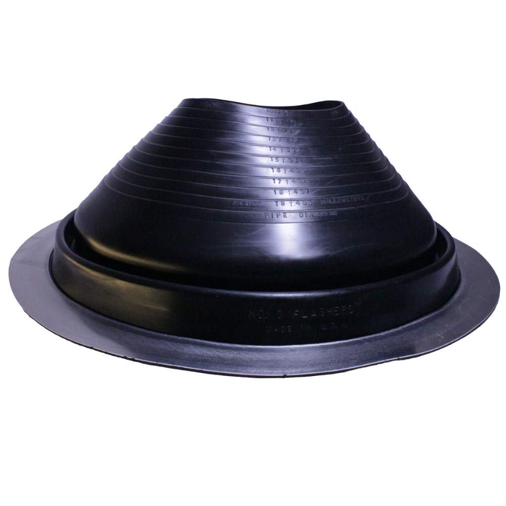 Flashers #9 Black EPDM Round Flexible Roof Jack Pipe Boot Metal Roofing Pipe Flashing (Pipe OD 10" to 19") - 100% Made In The USA