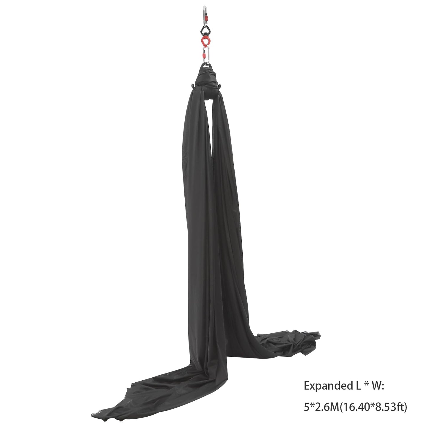 Aerial Yoga Hammock Aerial Yoga Swing Sling with Install Accessories Aerial-Silk Starter Kit Hammock Practice Kit for Pilates, Inversions, Stretching 440.92lbs Capacity (16.40 * 8.53ft, Black)