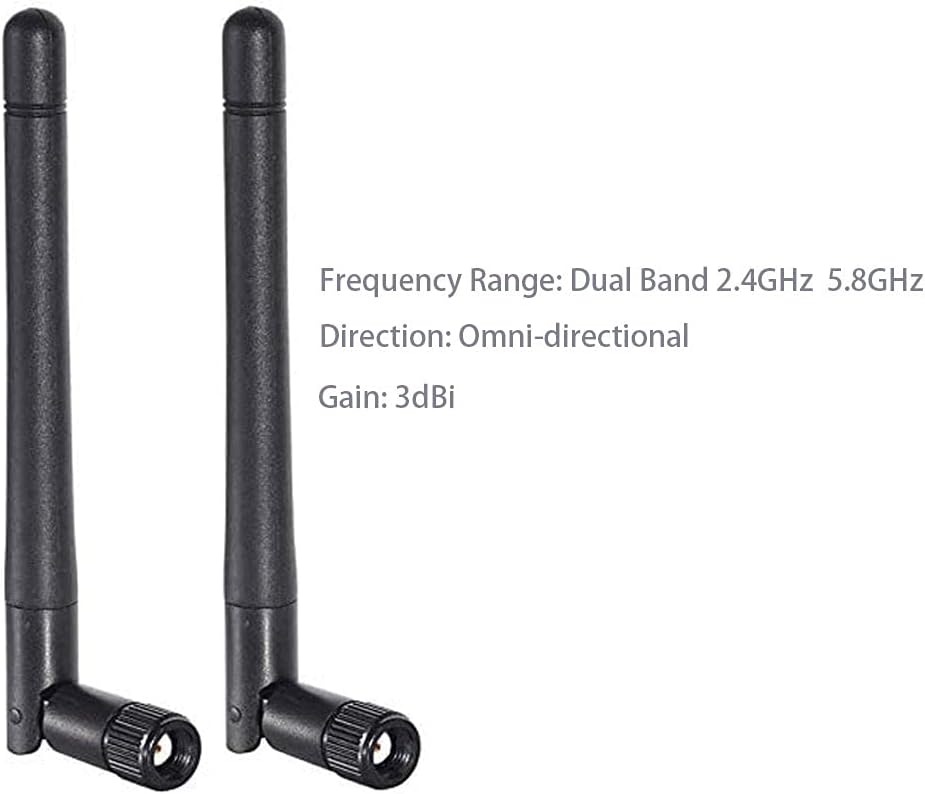 CORONIR 2.4GHz 5GHz 5.8GHz 3dBi 2Pack Dual Band WiFi MIMO RP-SMA Male Antenna for WiFi Router Signal Booster Repeater