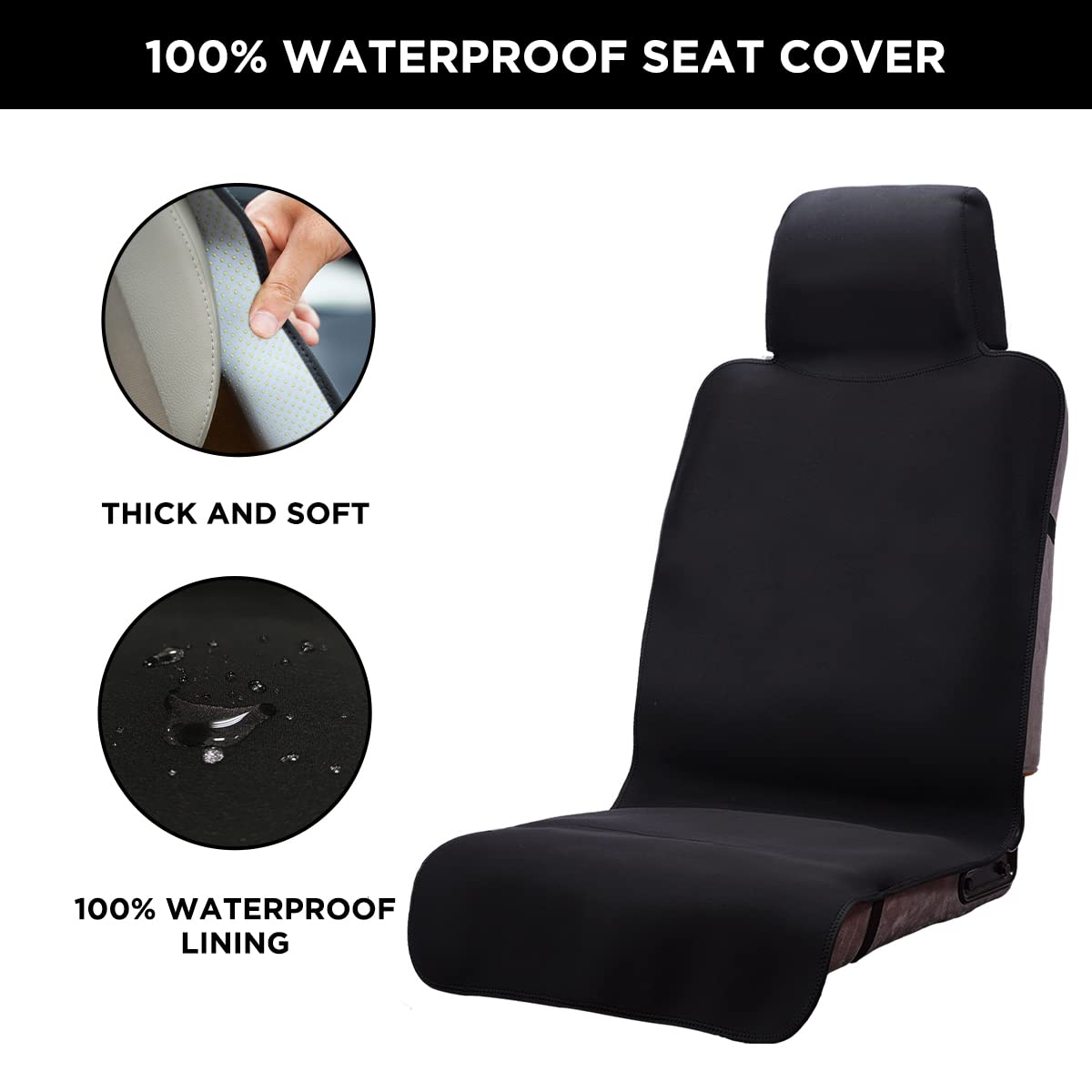 DREAMANIA Waterproof Seat Cover, Upgraded Sweat Carseat Protector, Perfect for Universal Anti-Slip Car Truck SUV Seat, Ideal for Surfing Yoga Gym Workout, Black
