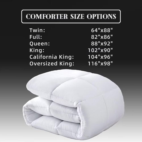 DOWNCOOL Queen Size Comforter - Lightweight Down Alternative Duvet Insert | All-Season White Quilt (88x92 Inches)