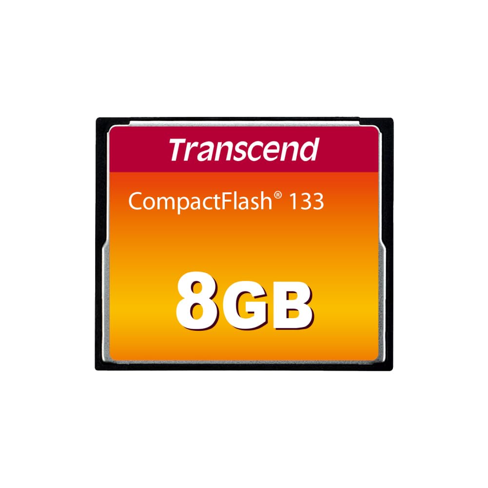 Transcend CF133 8GB, 30MB/s, MLC 4 TS8GCF133 CompactFlash Memory Card Up to DSLRs Camera Card, NAND Flash, ECC, Support