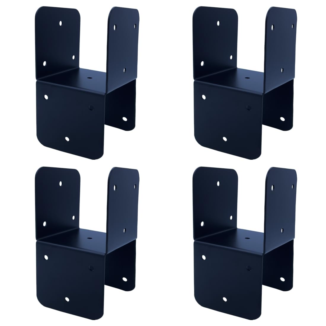 Jouray 4 Pcs Black 4x4 Deck Post Caps & Tie Brackets, 14 Gauge Steel Post Anchor Connectors for Metal to Wood Posts