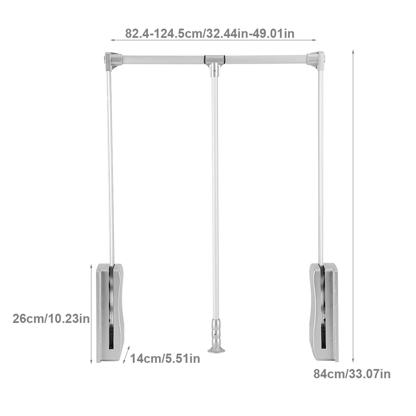 Greensen Adjustable Pull Down Closet Rod, Heavy Duty Aluminum Wardrobe Rail, Retractable Clothes Hanger Organizer, 32.7 to 45 Inches