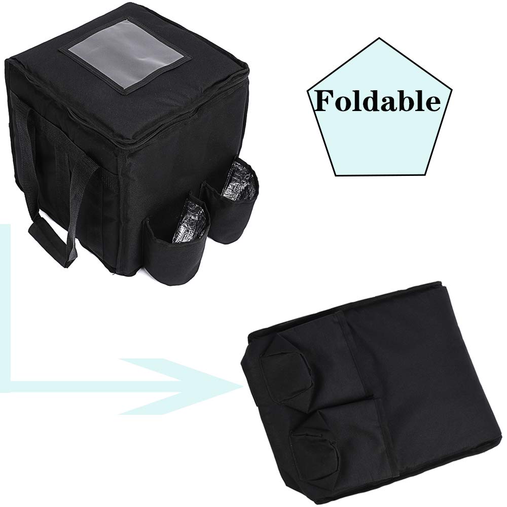 OGEFOTED Large Insulated Food Delivery Bag with Cup Holders, Foldable Pizza Delivery Bags Heavy Duty Food Warmer Grocery Bag for Camping Catering Restaurants
